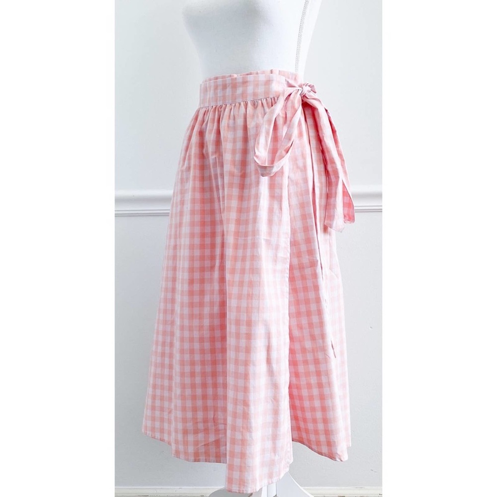 Bando Poplin Plaid Easy Wrap Midi Skirt